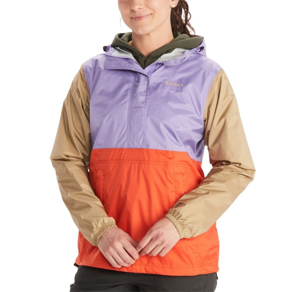 Marmot Colorblock Anorak Jacket in Lavender, Orange & Tan
